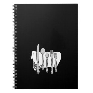 Cuaderno Portátil de recetas de diseño de siverware blanco 