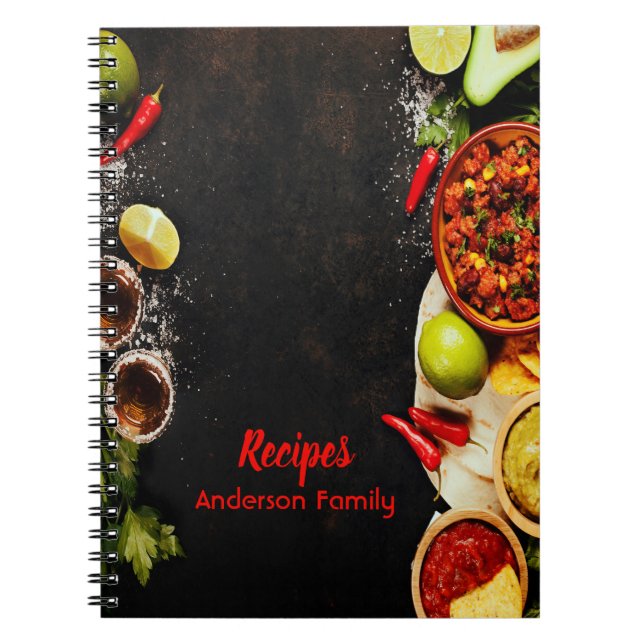 Cuaderno Portátil de recetas de estilo rústico mexicano (Frente)