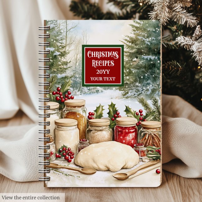 Cuaderno Portátil de recetas de vacaciones clásicas persona (Chic Personalized Classic Holiday Recipes Notebook)