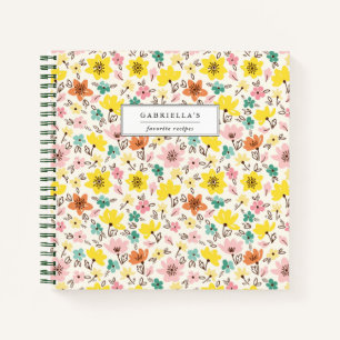 Cuaderno Portátil de recetas florales personalizadas de bon