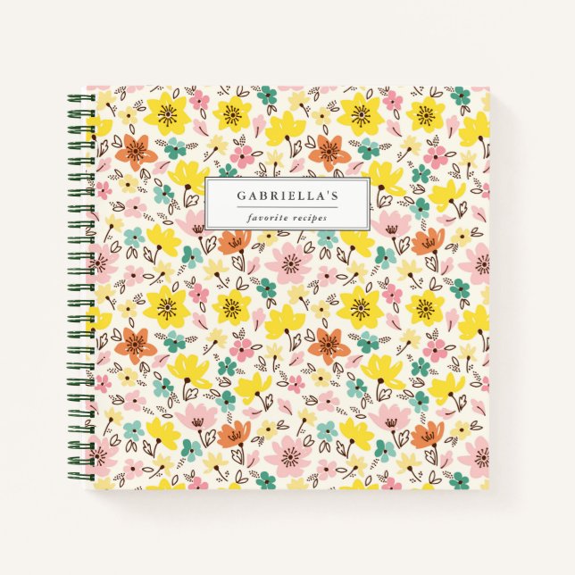 Cuaderno Portátil de recetas florales personalizadas de bon (Anverso)