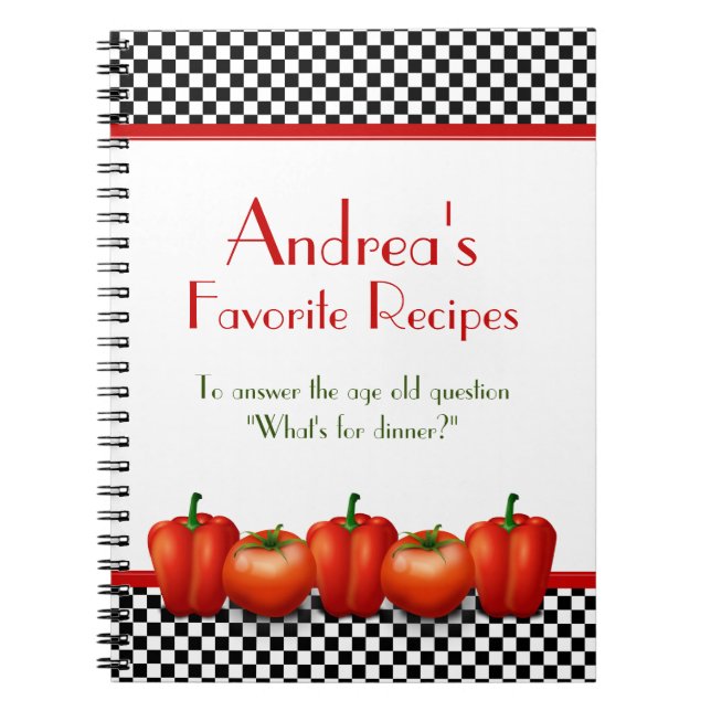 Cuaderno Portátil de recetas personalizadas de cocina itali (Frente)