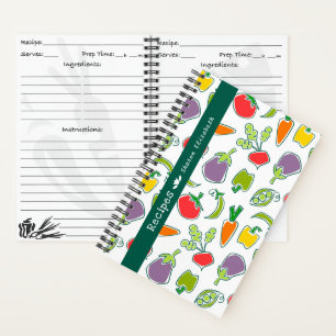 Cuaderno Portátil de recetas personalizadas de verduras de