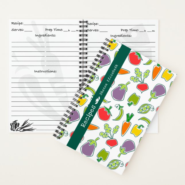 Cuaderno Portátil de recetas personalizadas de verduras de  (Interior)
