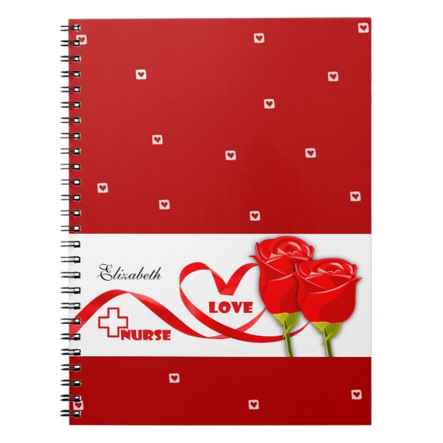 Cuaderno Portátil de regalo de rosas rojas para enfermera (Frente)