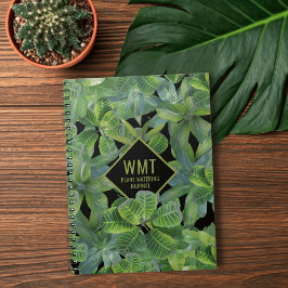 Cuaderno Portátil de riego de planta de patrón de hoja trop