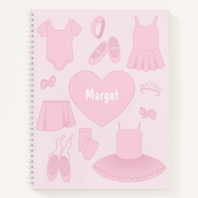 Cuaderno Portátil de ropa de ballet - fondo rosado (Anverso)