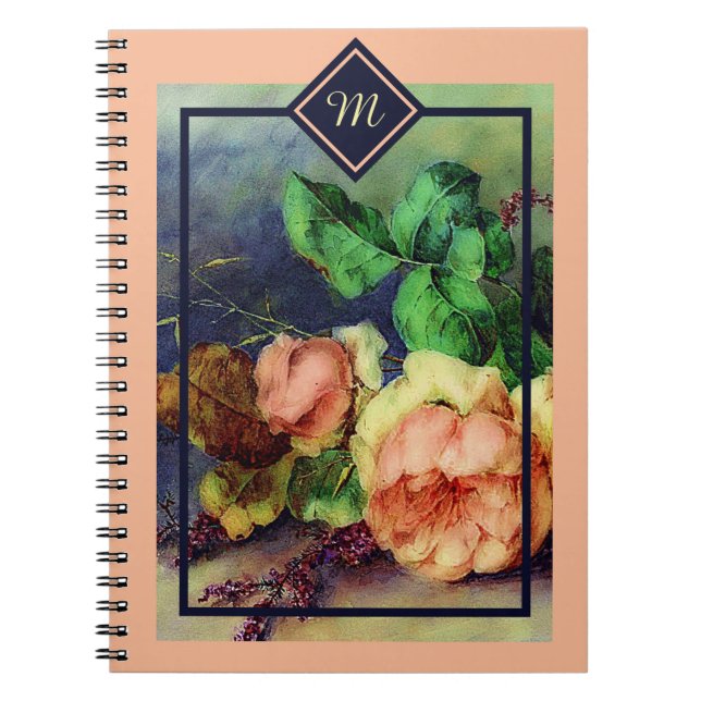 Cuaderno Portátil de rosas de época (Frente)