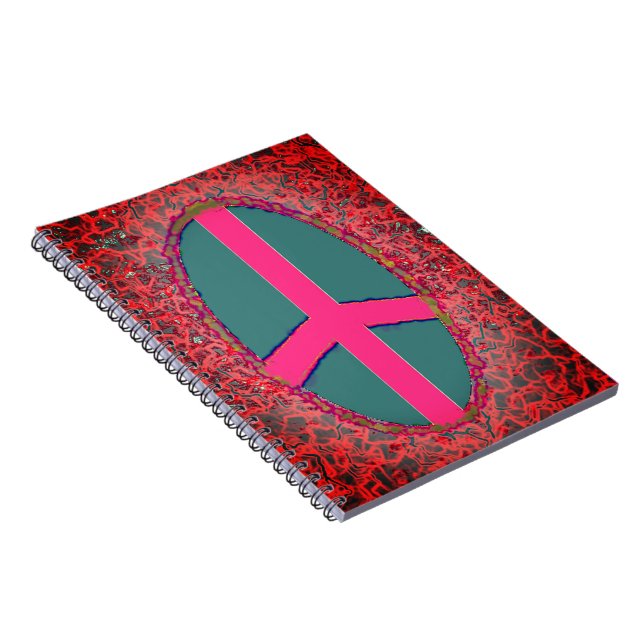 Cuaderno Portátil de señas de paz rosada psicodélica (Lado Derecho)