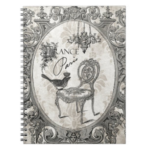 Cuaderno Portátil de silla de francés de época