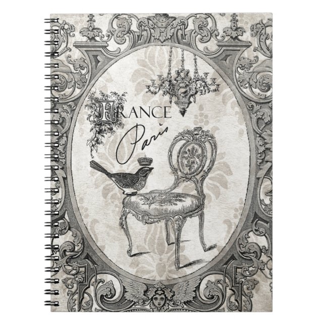 Cuaderno Portátil de silla de francés de época (Frente)