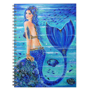 Cuaderno Portátil de sirena de arrecife azul de Renee Lavoi