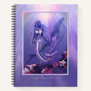 Cuaderno Portátil de sirena en el océano morado