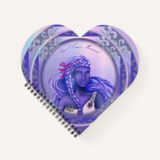 Cuaderno Portátil de sirena en el océano morado (Anverso)