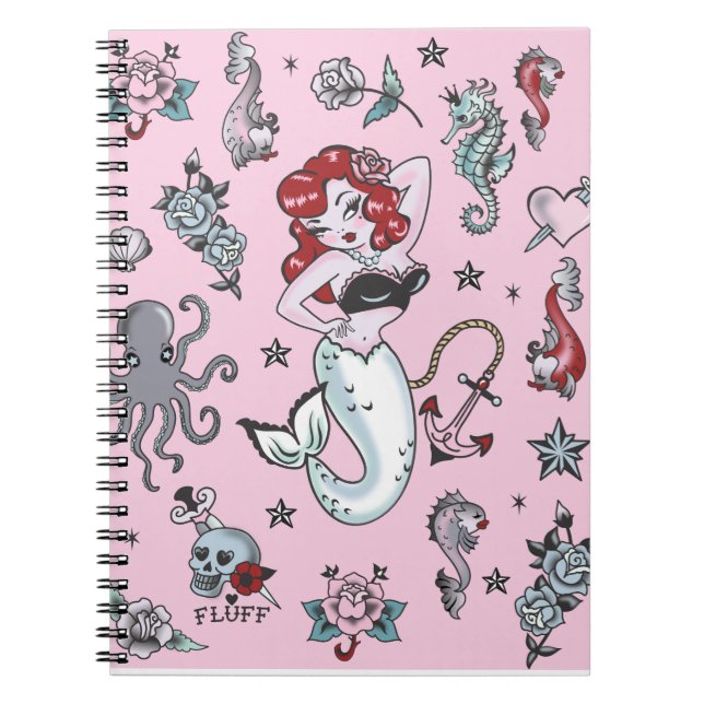 Cuaderno Portátil de sirena molida rosa (Frente)