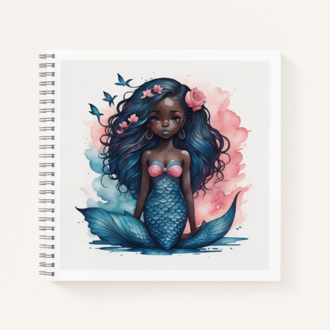 Cuaderno Portátil de sirena negra (Anverso)