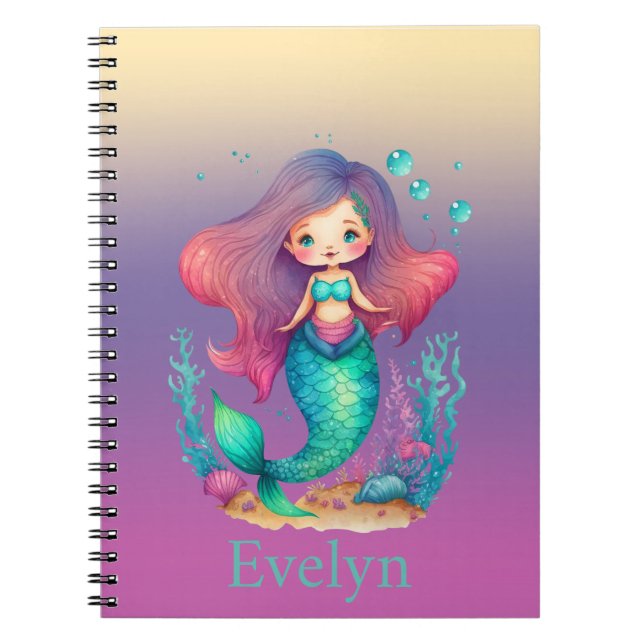 Cuaderno Portátil de sirena Pastel personalizado (Frente)
