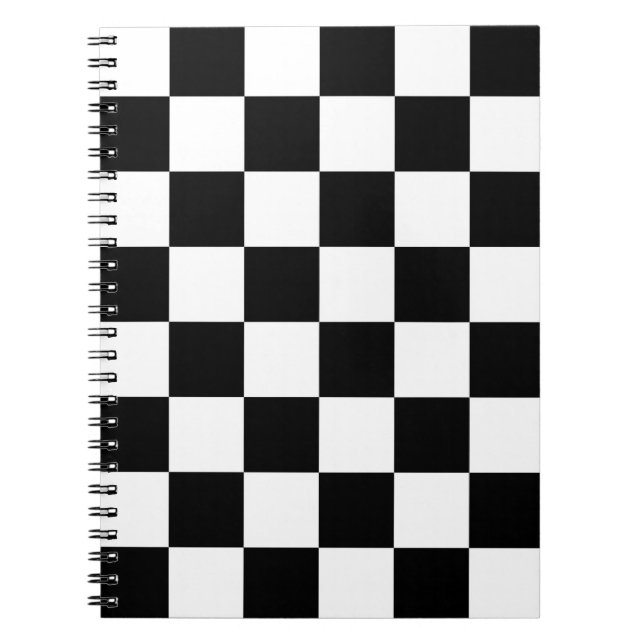 Cuaderno Portátil de tablero de cheques blanco y negro (Frente)