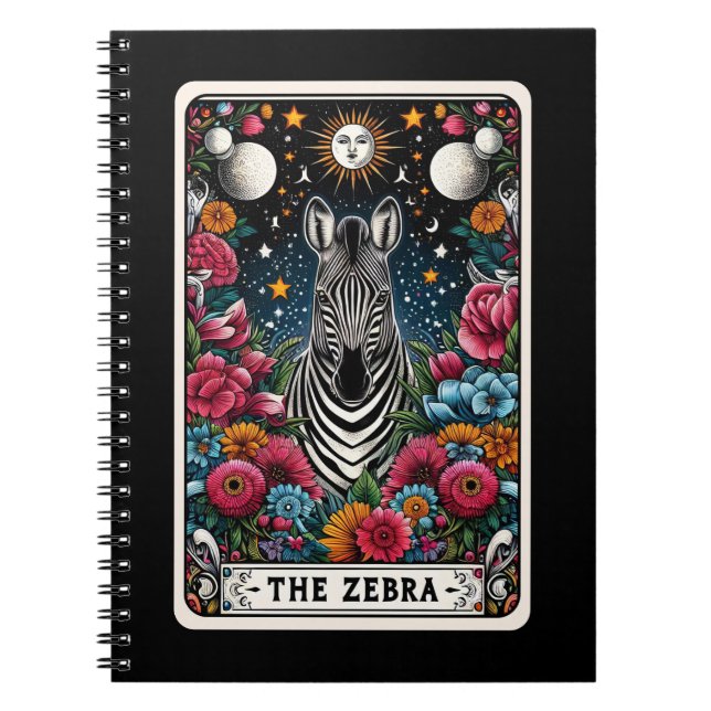 Cuaderno Portátil de tarjeta Tarot con espíritu de cebra (Frente)