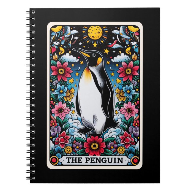 Cuaderno Portátil de tarjeta Tarot de Espíritu Pingüino (Frente)