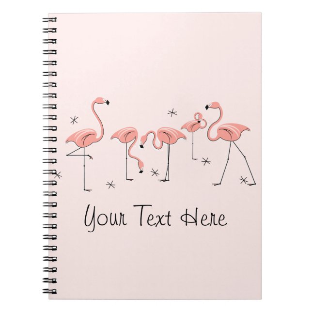 Cuaderno Portátil de texto de grupo rosa Flamingos (Frente)