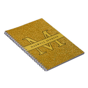 Cuaderno Portátil de texto dorado con monograma y nombre