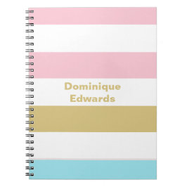 Cuaderno Portátil de tiras Pastel Nombre Girly