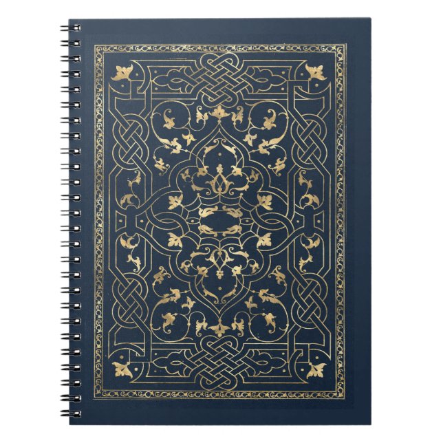 Cuaderno Portátil de tramas de la Marina Ornate y Gold (Frente)