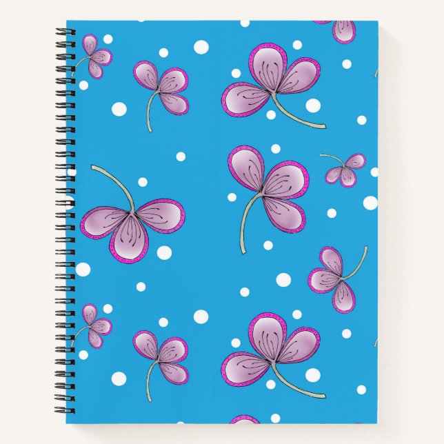 Cuaderno Portátil de tres pétalos rosado caprichoso (Anverso)