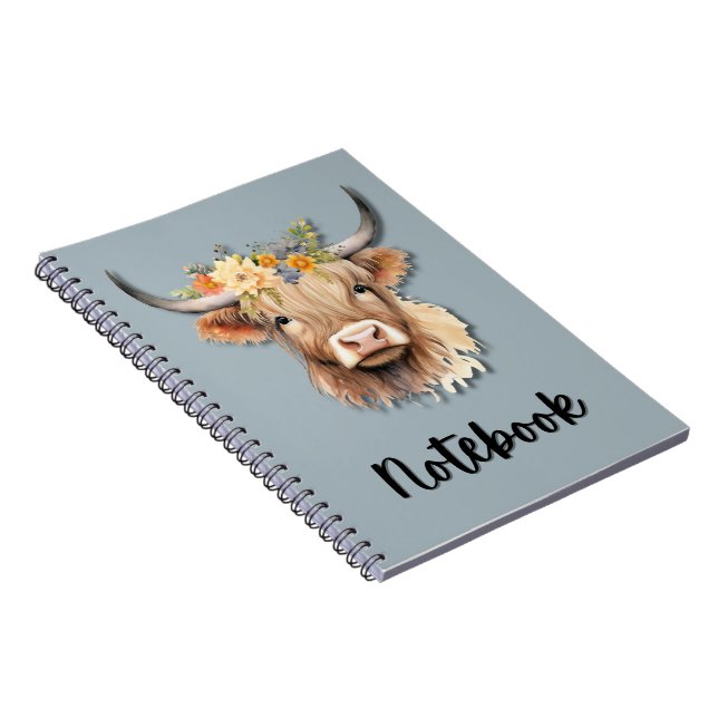 Cuaderno Portátil de vaca Highland (Lado Derecho)