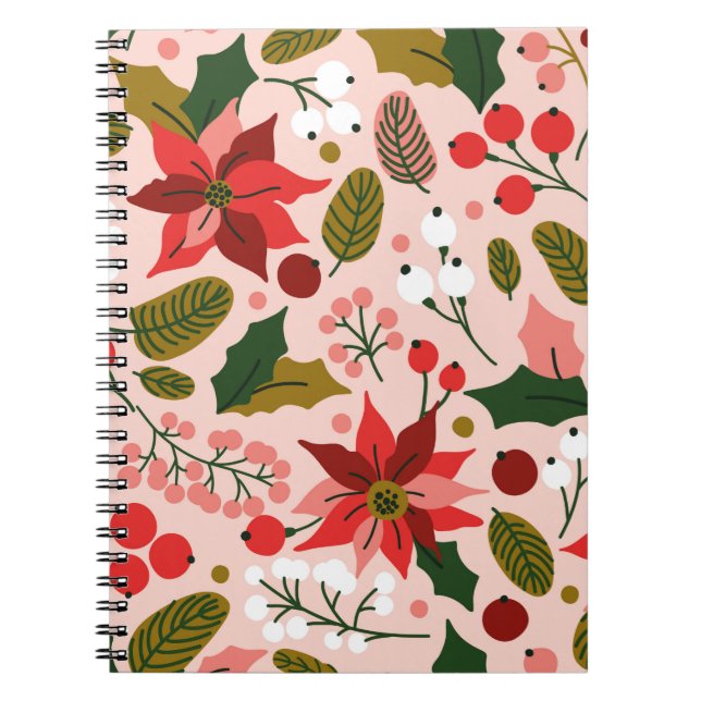 Cuaderno Portátil de vacaciones de invierno de Poinsettia (Frente)