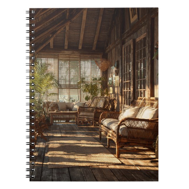 Cuaderno Portátil de veranda rústico iluminado por el sol (Frente)