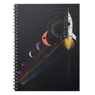Cuaderno Portátil de viaje cósmico de cohete retro