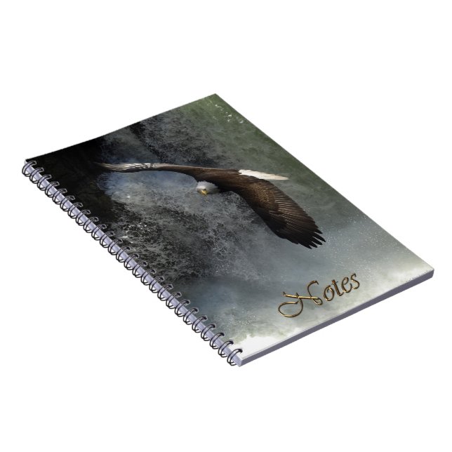 Cuaderno Portátil de vida silvestre Flying Bald Eagle & Wat (Lado Derecho)
