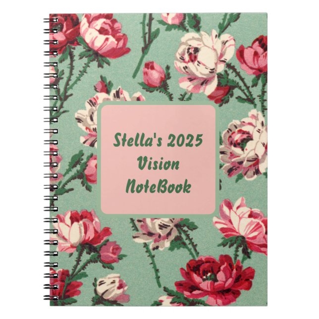 Cuaderno Portátil de visión floral Retro personalizado 2025 (Frente)