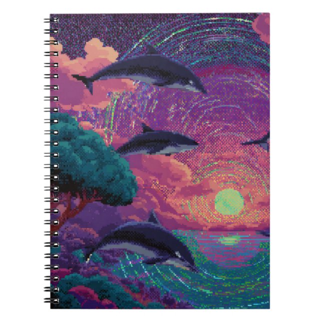 Cuaderno Portátil de vórtice de vórtice cósmico para delfin (Frente)