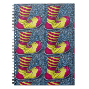 Cuaderno Portátil de zapatos de payaso rojo y amarillo