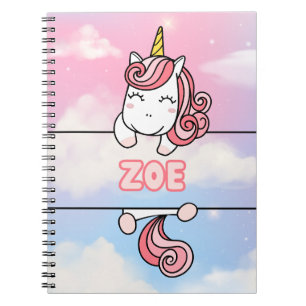 Cuaderno Portátil de Zoe Unicorn Girlie personalizado