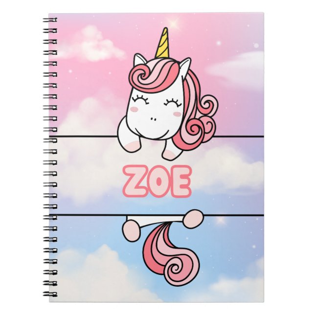 Cuaderno Portátil de Zoe Unicorn Girlie personalizado (Frente)