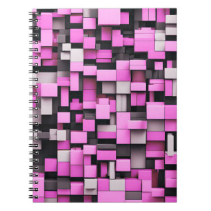 Cuaderno Portátil del diseñador con arte de cubo rosado