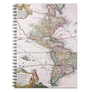 Cuaderno Portátil del Mapa de las Américas Vintage Ornate