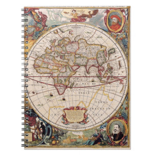 Cuaderno Portátil del Mapa del Mundo Antiguo Ornate