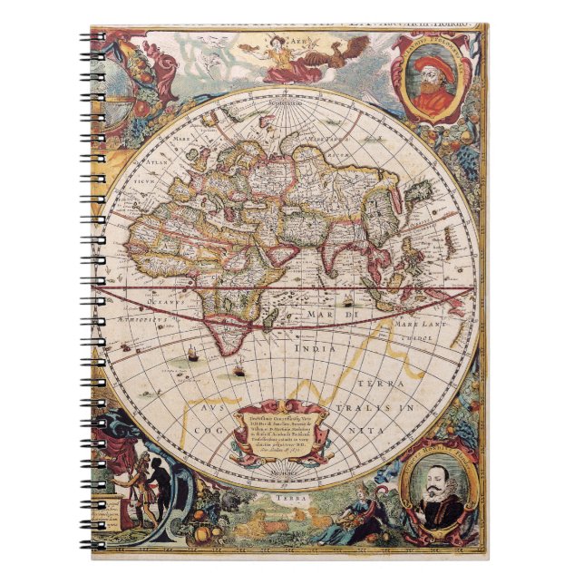 Cuaderno Portátil del Mapa del Mundo Antiguo Ornate (Frente)