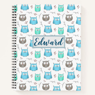 Cuaderno Portátil del patrón de búhos y ramas