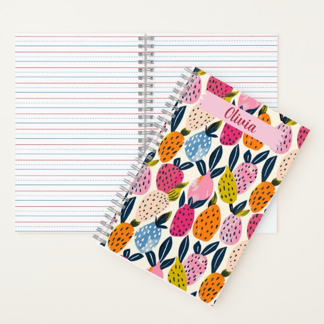 Cuaderno Portátil del patrón de fruta, personalizado, creat (Interior)