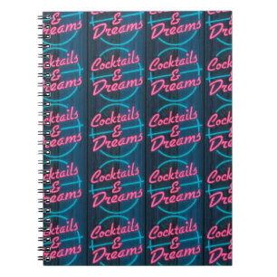 Cuaderno Portátil del patrón de Rótulo neón de cócteles y s