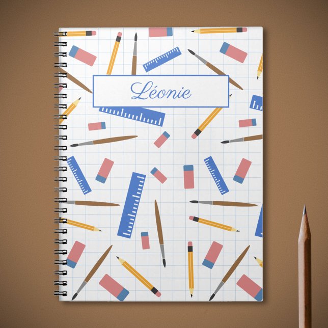 Cuaderno Portátil del patrón de suministros escolares (School Supplies Pattern Notebook)