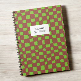 Cuaderno Portátil del patrón de tablero de ajedrez verde de