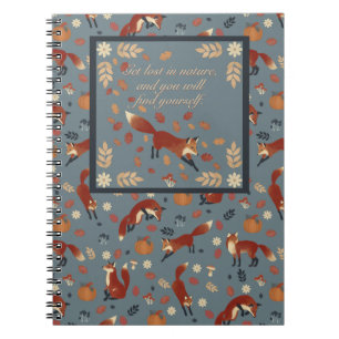 Cuaderno Portátil del patrón Fox en colores otoñales suaves