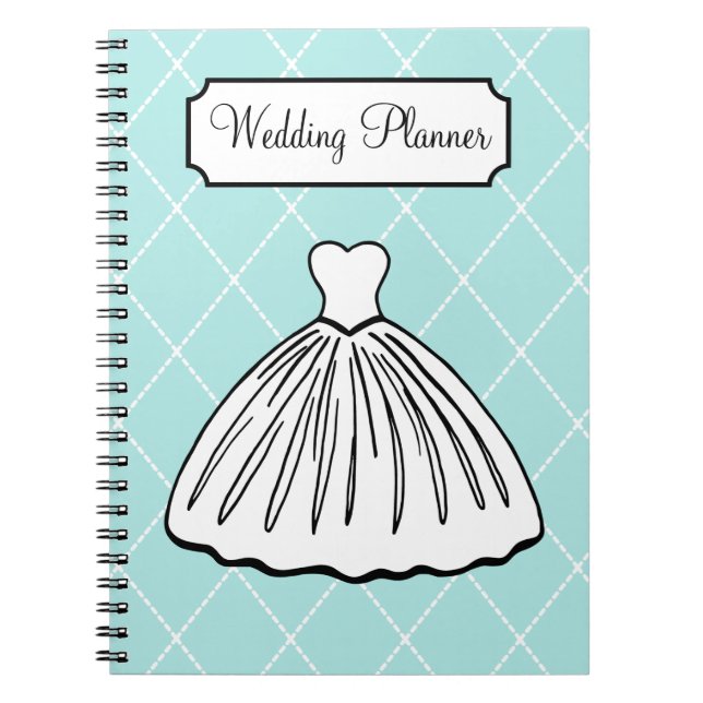 Cuaderno Portátil del planificador de bodas Retro Aqua (Frente)